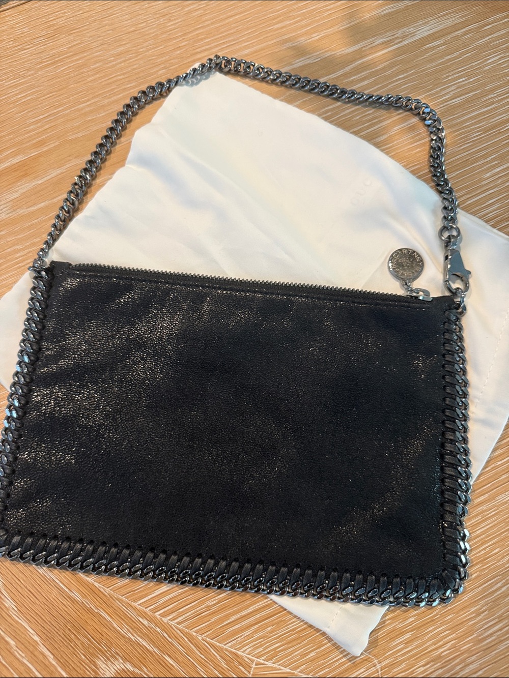 Stella McCartney Black Chain-Edge small shoulder bag